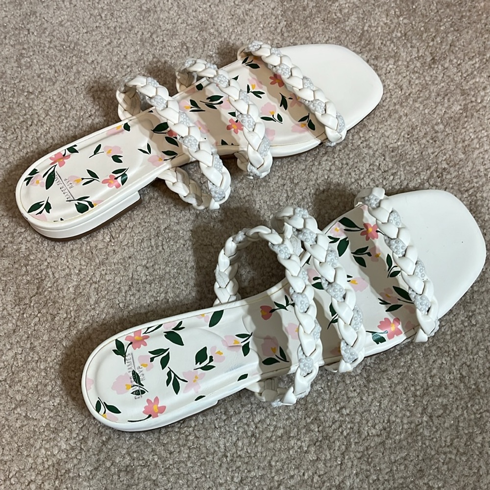 DRAPER JAMES RSVP™ Jolie Cream Colored Braided Strap Sandals,size 9.5,runs small